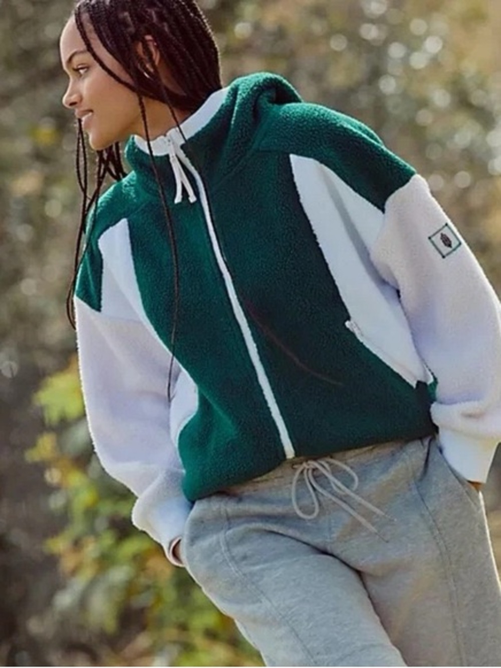 Free People FP Movement Hit the Slopes Hoodie – Green & White
